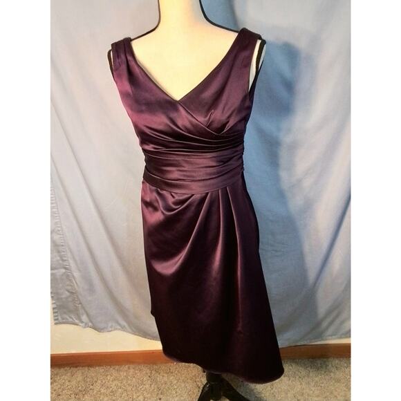 David's Bridal plum color  dress with rushing - Picture 1 of 6